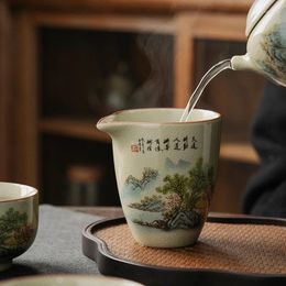 Cups Saucers Ceramic Opening Landscape Pottery Fair Cup Chinese Tea Vintage Zen Sea Teacup Teaware Yellow Ceremony Utensil