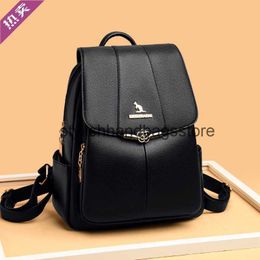 Backpack Style PU material backpack for womens 2023 new minimalist and fashionable casual soft leather large capacity versatile H240403