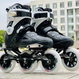 Shoes 3 110mm Big Wheels Compatible with 4X80mm Small Slalom Slide Sneaker Inline Skates Shoes for Adults EU 35 to 44 White Black