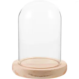 Storage Bottles Matches Cloche Flower Craft Desktop Decors Glass Dome Base Small Display Case Clear Globes Earth