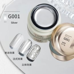 1 jar Superbright Metallic Painting Gel Mirror Effect 8ml Silver Gold Nail Polish Gel for Nail Art Drawing Sock off Metallic Gel