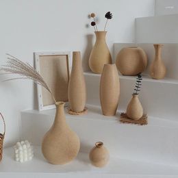 Vases 1Pc Creative Wooden Vase Retro Art Flower Bottle Nordic Style Dry Flowers Arrangement Container For Home Tabletop Decor