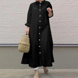 Casual Dresses Spring Summer For Women 2024 Cotton Commuting Temperament Long Sleeve Vintage Robe Lady Oversize