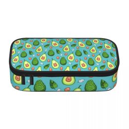 Bags Green Fruit Pencil Case Cute Avocado Print College Multi Function Zipper Pencil Box For Child Vintage Pen Bags