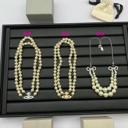 New Broken pearl necklace Saturn Planet pendant women Clavicle Chain diamonds pearl Necklaces Designer Jewellery N021
