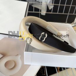 Women Brand Hair Bands Metal Letter Sponge Headbands Ladies Party Hair Accessories Birthday Gift with Box