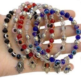 Bracelets 12 Piece Handmade Cute Evil Eye Beads with San Benito Charm Kabbalah Protection Bracelet for Women Men Family Best Friends