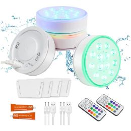 New USB Rechargeable Pool Light Waterproof LED RGB RF Remote Control Diving Light Swimming Pool Underwater Decorative Lamp