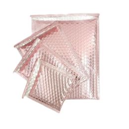 Mailers 50PCS Aluminium Foil Bubble Bags Rose Gold Padded Envelope Mailer Self Adhesive Courier Bag for Gift Delivery