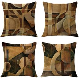 Pillow Tan Geometric Pattern Linen Cover 40 Living Room Sofa 60 Creative Home Decor Customizable 50 45