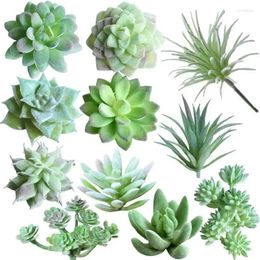 Decorative Flowers 11Pcs Artificial Plants Unpotted Succulents Fake Green Landscape Craft Fall Decor Autumn Succulent Vivas Ornaments