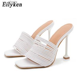 Dress Shoes Design Narrow Band Square Toe Womens Slipper Sandals Summer Sexy High Heel Ladies Mules Slides Zapatos De Mujer H240403C6K2