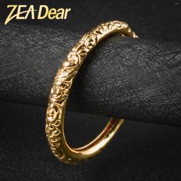 Bangle Gold Colour Arabesquitic Light Round 18K Plated Copper Bracelet On Hand For Women 2024 Jewellery Gifts