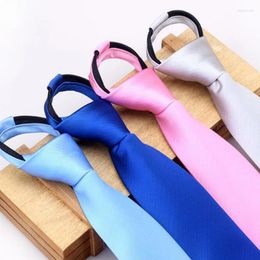 Bow Ties Solid 6cm Classic Black Blue Red Men's Narrow Zipper Neck Tie For Wedding Party Gift Lazy People Avoid Tying Knots