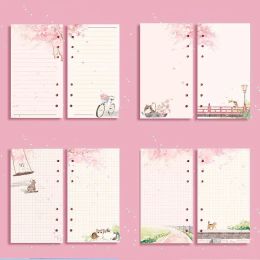 Inserts Paper Line Pages Grid Pages Notebook Binder A6 Notebook Inner Pages 80 Sheets Loose Leaf Sakura And Cat Binder