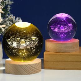 6cm 8cm 3D Crystal Galaxy Ball Astronaut LED Night Light Kids Birthday Gift Valentine's Day Bedroom Decor Projectors Night Lamp