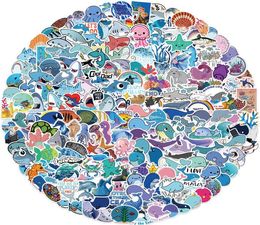 200pcsLot Whole Cartoon Cute Marine Animals Sticker Pack Bulk Sticker Kids Toys Helmet Skateboard Luggage Car Decals5566592