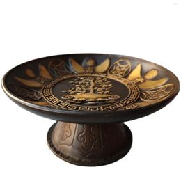 Decorative Figurines Round Fruit Bowl Dessert Candy Bronze Vintage Tray Kitchen Counter Table Party Decorations