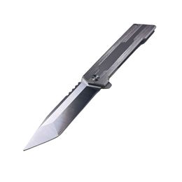 New Arrival A6702 High Quality Flipper Folding Knife D2 Satin Tanto Blade CNC Stainless Steel Handle Ball Bearing Fast Open EDC Pocket Knives Outdoor Tool