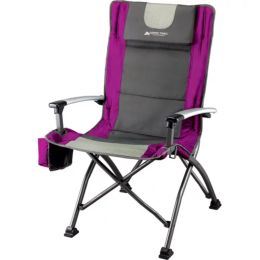 Furnishings High Back Camping Chair Pink with Cupholder Pocket and Headrest Adult Outdoor Fishing Chair Lightweight Home Garden Seat