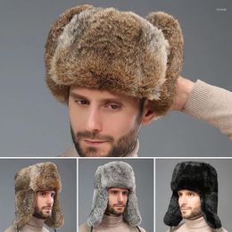 Berets Men Winter Fur Hat Hair Imitation Ushanka For Warmth Outdoor Thickened Ear Production Cap Earflap Trucker