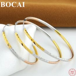 Earrings BOCAI Real S925 Sterling Silver Earrings for Women Big EarCircle Colour Earbobs 2021 New Fashion Women's Ear Jewellery