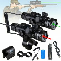 Pointers Tactical Red Dot Laser Sight Scope Hunting Rifle Collimator Green Laser Pointer+20mm Rail Mount+8 Type Gun Clip+remote Switch