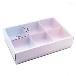 Gift Wrap 6 Grid Paper Box With Translucence Platsic Lid Cake Cheese Chocolate Packaging Boxes Wedding Party Cookies SN3716