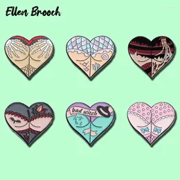 Brooches Heart Shapped Buttocks Enamel Pins Sexy Booty Bum Halloween Punk Brooch Lapel Badges Jewellery Gift For Kids Friends