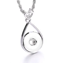 Vintage Metal DIY 18mm Snap Button Charms Heart Water Drop Pendant Necklace for Women Snaps Jewellery