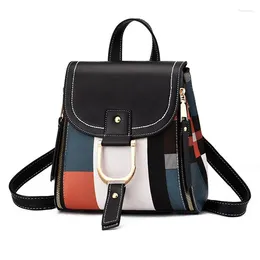 Bag Casual Plaid Shoulder Fashion Stitching Back Pack Brand Female Totes Crossbody Bags Women Leather Handbags