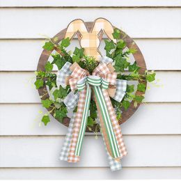 Decorative Flowers Easter Wreath For Front Door With Bowknot Wooden Gift Artificial Party Spring Bedrooms Outdoor