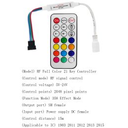 WS2815 WS2813 LED Light Controller Four Wire Full Color Controller RF 17key 21Key Remote Wireless+Fantasy Effect 4pin SM JST RGB