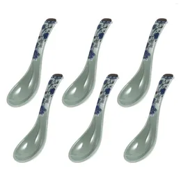 Spoons Anti Ceramic Blue And White Spoon Practical Soup Restaurant Stirring Durable Kitchen Utensils Reliable Asian Ramen