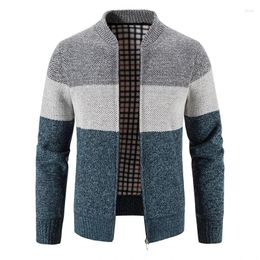 Men's Sweaters Men Cardigan Sweater 2024 Autumn Winter Slim Fit Stand Collar Zipper Jacket Coat Solid Cotton Thick Warm Clothing