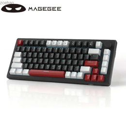 Keyboards MageGee 75% mechanical game keyboard compact blue backlight wired game keyboard with yellow switch EVA foam knob controlL2404