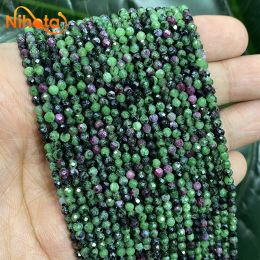 Faceted Natural Epidote Zoisite Round Loose Beads for Jewellery Making DIY Earrings Bracelet Accessories 15'' Strand 2mm/3mm