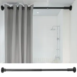 Shower Curtains Metal Curtain Rod Adjustable Pole Stainless Steel Temporary No Drilling