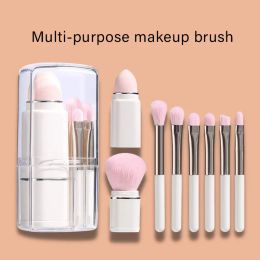 Brushes 8in1 Multifunction Portable Makeup Brush Set Transparent Box Square Telescopic Travel Set Beauty Essential Tools for Women