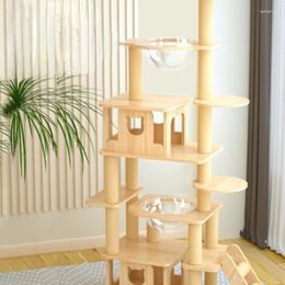 Dog Apparel Tree Solid Wood Scratching Pole Jumping Platform Large Integrated Space Cat Climber Board Supplies