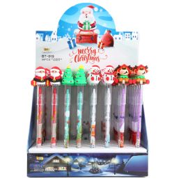 Pencils 12Pcs/Lot Cute Christmas Sharpening Free Pencil Kawaii Cartoon Snowmen Santa Elk Student Building Block Pencil School Stationery