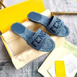 Designer Slippers and Sandals Platform Men's and Women's Shoes Slippers Fashion Easy to Wear Style Sandals and Antique black blue denim fabric Slippers