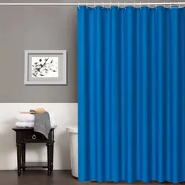 Shower Curtains Modern Blue Polyester Waterproof Thick Fabric Bath Curtain With Hooks Bathroom Bathtub Large Wide Bathing Cover