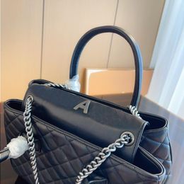 New Women Large Capacity Handbag Silver Metal Chain Shopping Bag Commuter Bag Handbag Light Luxury Shoulder Bag Multi Functional Practical F