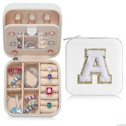 Jewellery Boxes White Colour Travel Case Personalised Gifts Birthday For Women Christmas Teens Girls Initial Letters Drop Delivery Packin Dhfu5