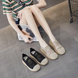 Casual Shoes 2024 Women's Espadrille Sexy Lace Mesh Luxury High Quality Fashion Solid Colour Breathable Cute Ladies