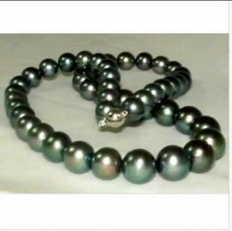 Necklaces stunning 1011mm perfect round tahitian black pearl necklace 18inch