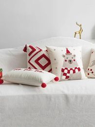 Pillow Christmas Throw Pillows Autumn And Winter Embroidered Cover Red Geometric Plush Home Living Room Sofa