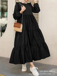 Ethnic Clothing Vintage Ruffles Muslim Women Dress Long Sleeve Spring Turkey Moroccan Kaftan Casual Abaya Hijab Dresses Vestido Maxi