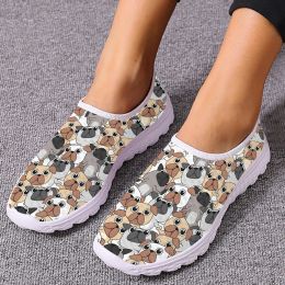 Flats INSTANTARTS Fun Pug Print House Shoes Pet Dog Print Lightweight Soft Mesh Shoes Cartoon Dog Summer Outdoor Breathable Shoes Hot